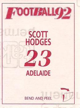 1992 Select AFL Stickers #23 Scott Hodges Back